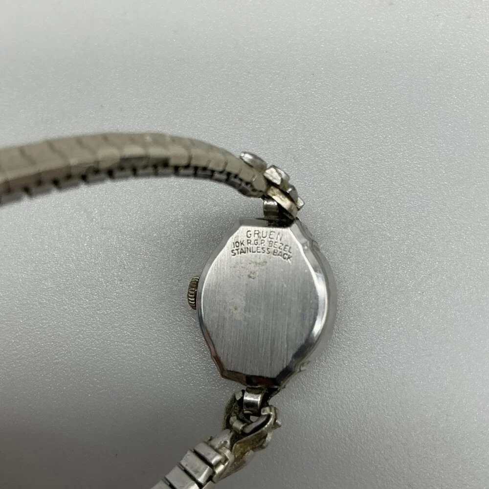 Vintage Gruen Womens Watch 17mm Cream Dial Silver Manual Wind 10K RGP Bezel